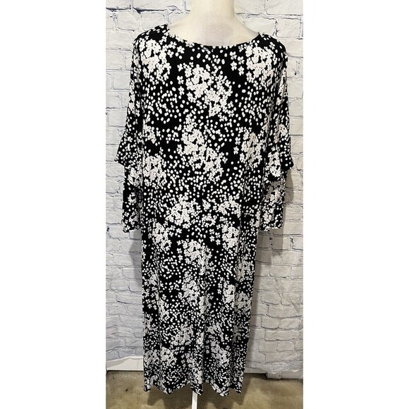 Lane Bryant Black and White Floral Pullover Stretchy Maxi Dress 18/20 - Picture 4 of 7